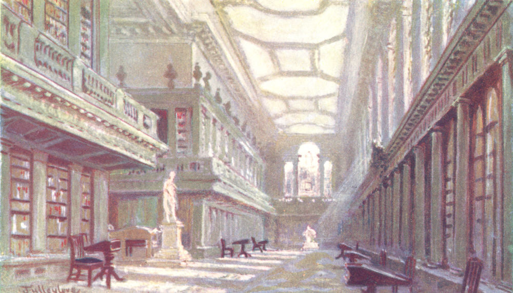 OXFORD. Interior of the Library, all Souls College 1903 old antique print